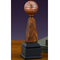 Graceful Golf Award. 10-1/2"h x 3-1/2"w x 3-1/2"d. Copper Finish Resin.